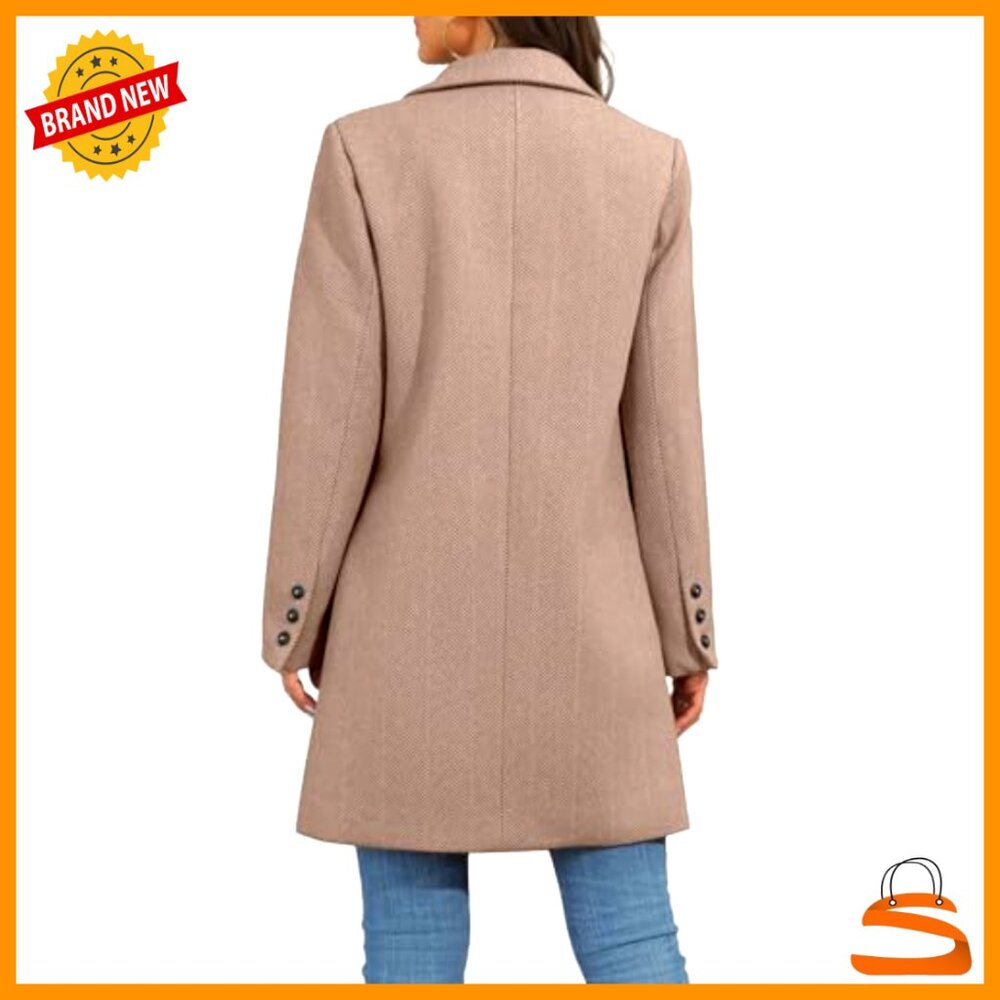 Double Breasted Trench Coat Classic Chic Longline Blazer Jacket Office Wear - Picture 4 of 7